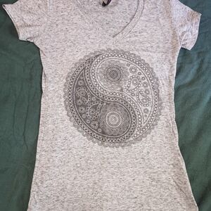 Hybrid Apparel Heather Gray Yin Yang Women's Tee